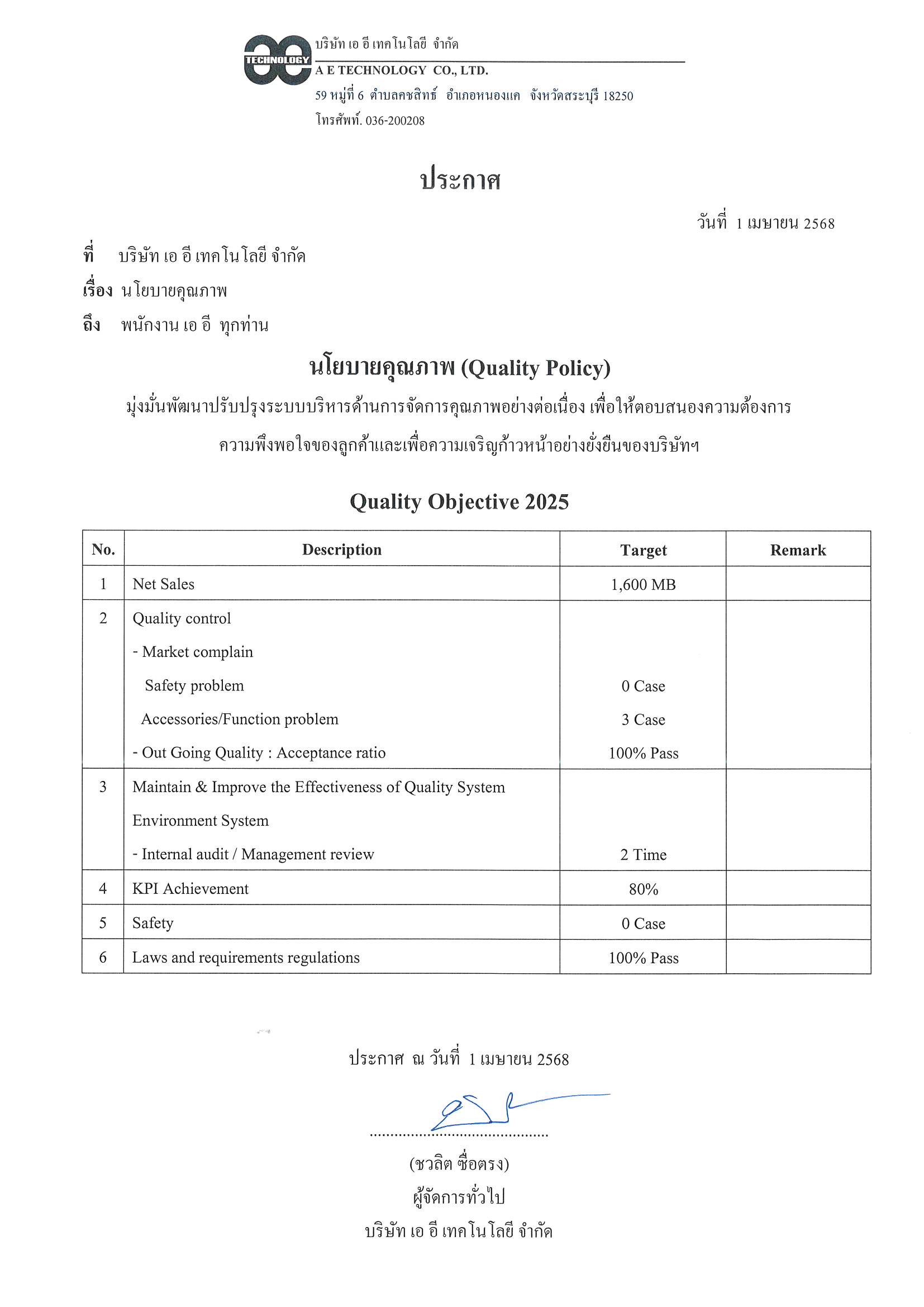 Environmental Quality Policy